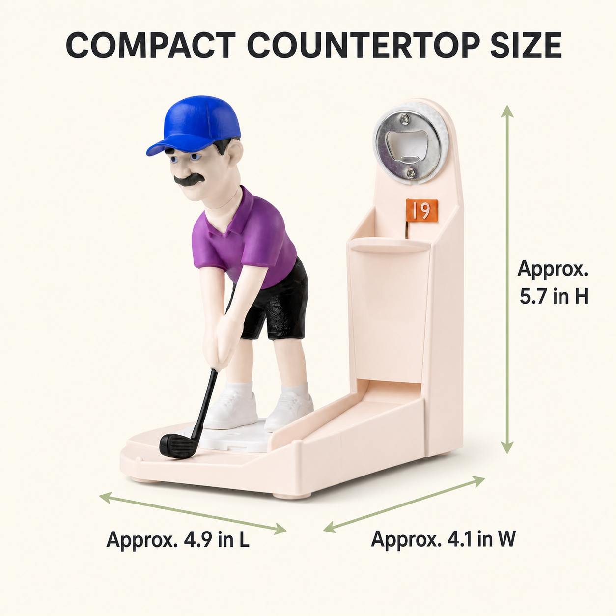 Golf bottle opener game approximate dimensions